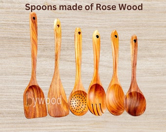 wooden spoons for cooking, küchenutensilien, Cooking, and Serving Spoon (Rosewood, Set of 6 Pieces)