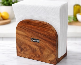 Serviettenhalter für Tisch, modernes braunes Palisander, minimalistisches Design, vertikal stehende Aufbewahrung von Papierservietten