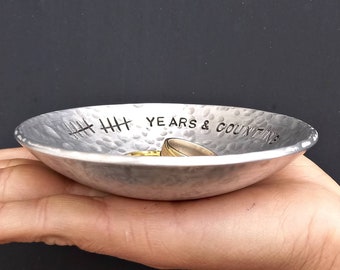 10 years TALLY MARK Years & Counting |4" Aluminum Bowl | 10th Anniversary | Handmade Aluminum Bowl | GIFT for Wedding or Dating Anniversary