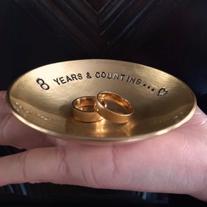 Customizable | 8 Years & Counting | 4" Brass Bowl | 8th or 19th Anniversary | Handmade Bowl | Traditional GIFT | Meaningful Piece