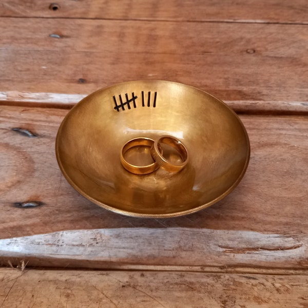Personalizable | Cuenco de bronce | 8º, 19º Aniversario | Cuenco de bronce cepillado hecho a mano de 4 '' | REGALO Tradicional | Pieza significativa
