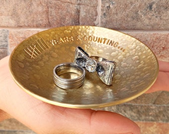 8 years TALLY MARK | 4" Bronze Bowl | 8th Anniversary | Handmade Hammered Bowl | Traditional GIFT | Costumizable and Meaningful Piece