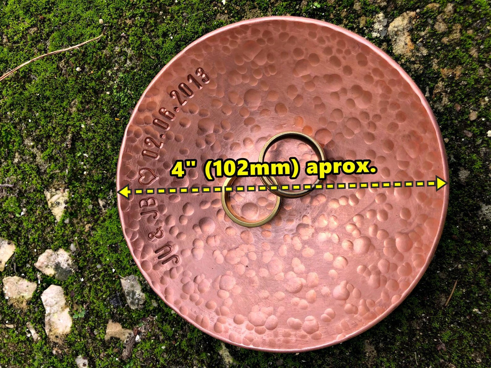 7th Anniversary Aged Hammered Copper Bowl 4'' Aged Etsy