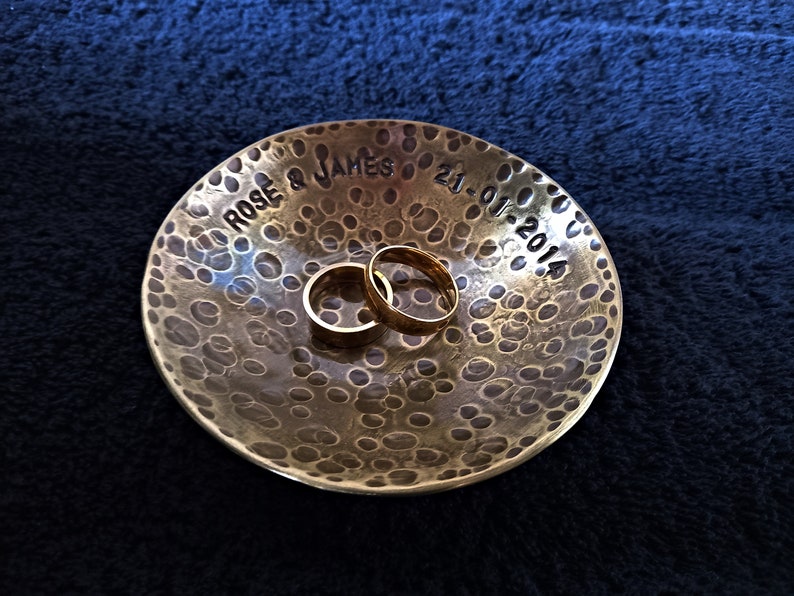 Customizable Hammered Bronze Bowl 8th, 19th, 21st and 22th Anniversary Handmade Bronze Bowl Traditional GIFT Meaningful Piece image 3