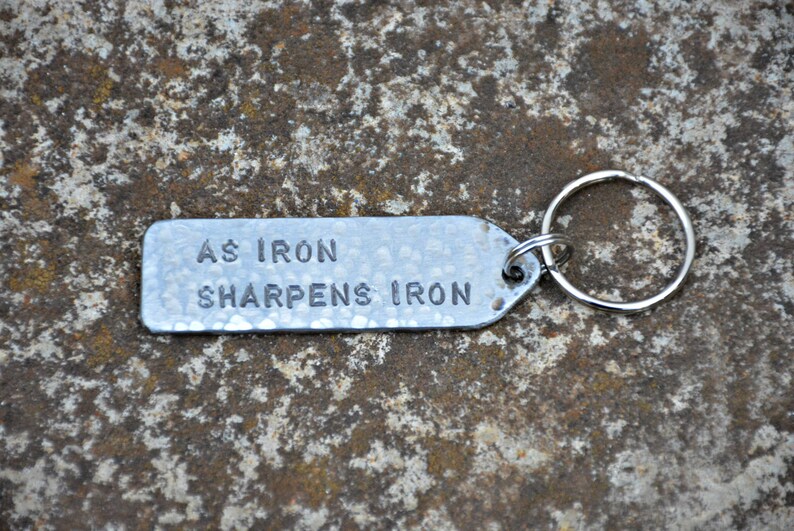 As Iron Sharpens Iron Personalized Solid Iron Keychain Hand Etsy