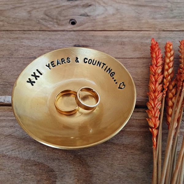 XXI Years & Counting | Customizable | 4" Bronze Bowl | 8th, 19th, 21st Anniversary | Handmade Bowl | Traditional GIFT | Meaningful Piece