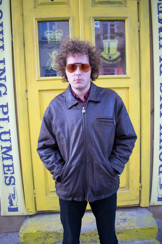 80s Leather Jacket / Men Leather Jacket / Brown Le