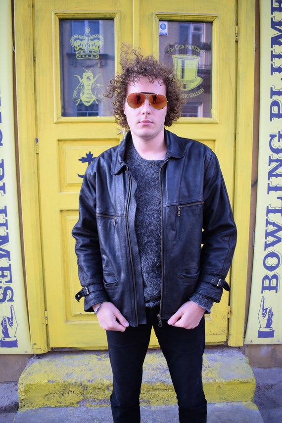 Leather Vintage Men Jacket / Men Black Leather Jac