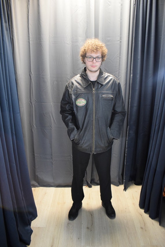 Black Vintage Jacket / Men Leather Jacket / Motorc