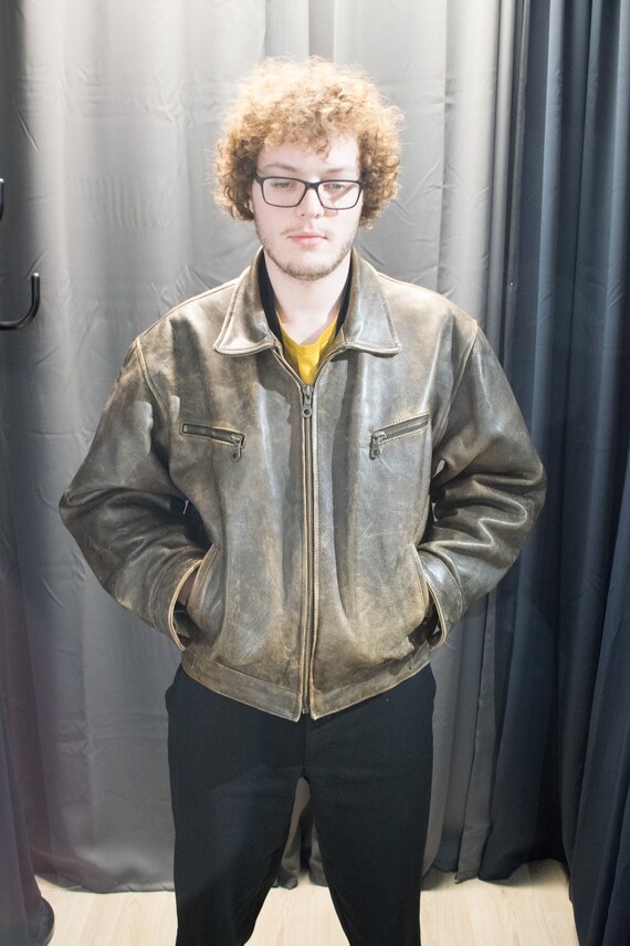 Worn 80s Jacket / Brown Leather Jacket / Vintage 8