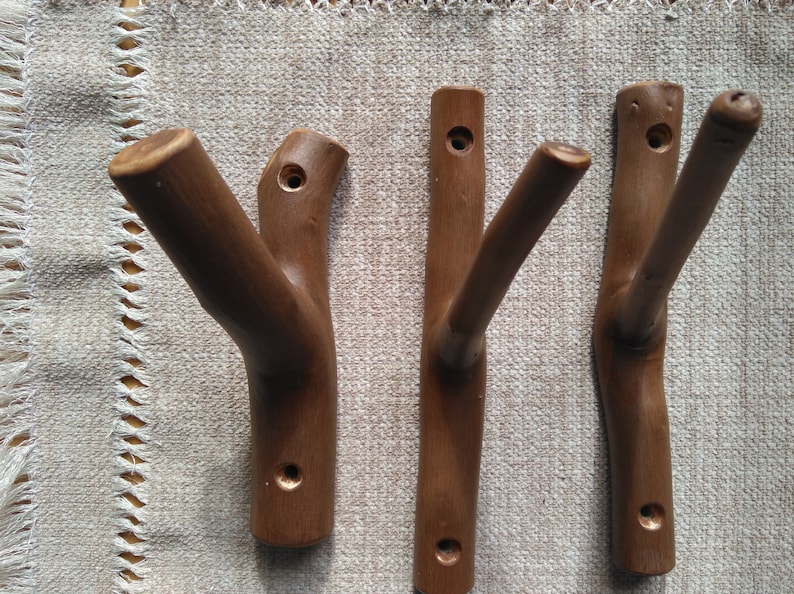 lot 3pcs. Natural Branch Wall Hooks, Branch Wall Hooks, handmade coat rack, Wooden Wall Hooks, Rustic Towel Hooks, Rustic Wooden Hook image 5