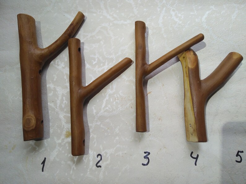 lot 3pcs. Natural Branch Wall Hooks, Branch Wall Hooks, handmade coat rack, Wooden Wall Hooks, Rustic Towel Hooks, Rustic Wooden Hook image 2