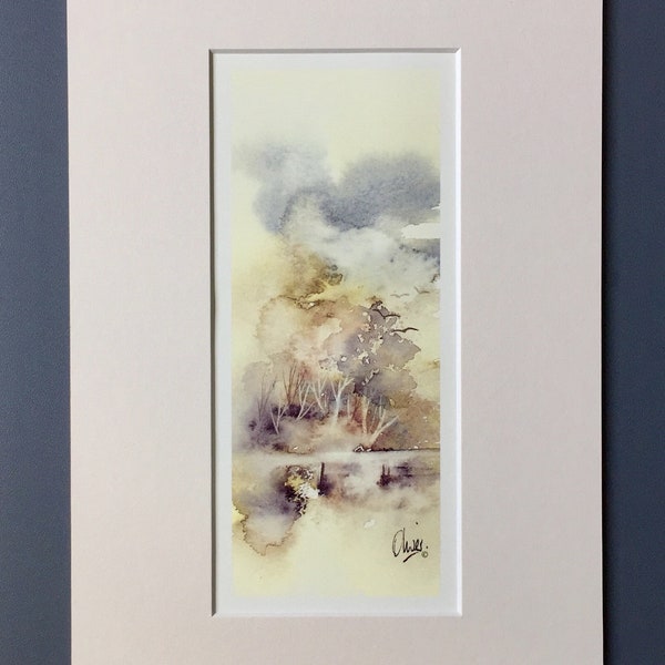 Landscape Art Print 'Lakeside' from an original watercolor painting by Oliver