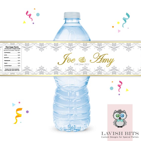 CUSTOM Monogram Water Bottle Labels Damask Water Bottle Labels Printable Water Bottle Labels DIY water bottle labels YOU print you cut