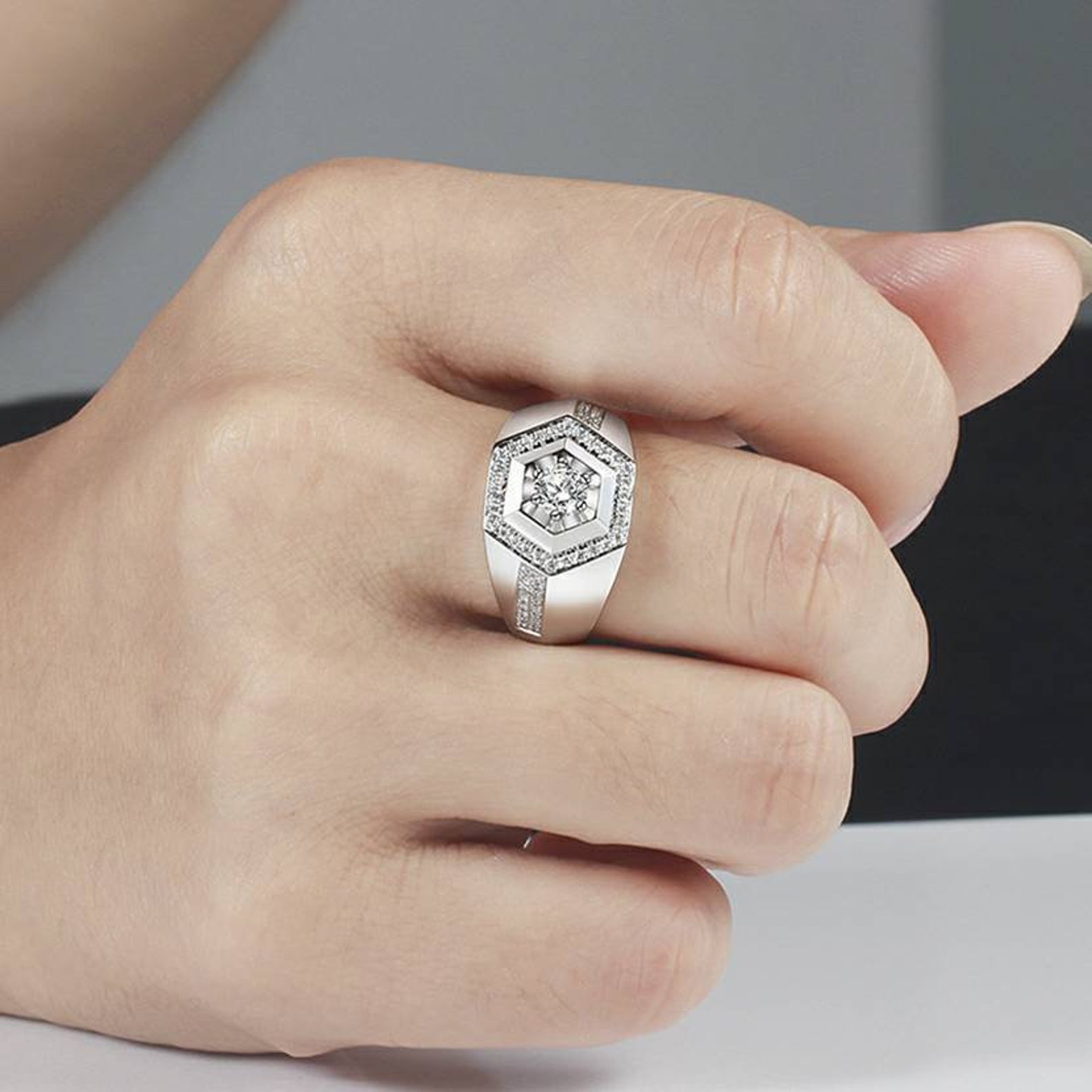 Lab Grown Diamond Ring Mens Engagement Ring Luxury Etsy