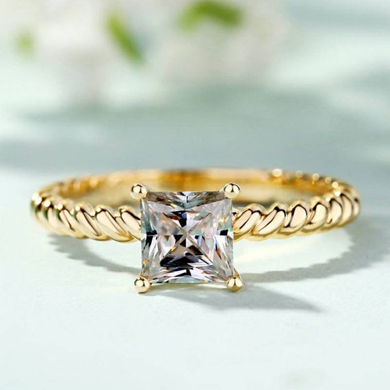 Princess Cut Moissanite Ring Custom Name Ring Fashion Ring | Etsy