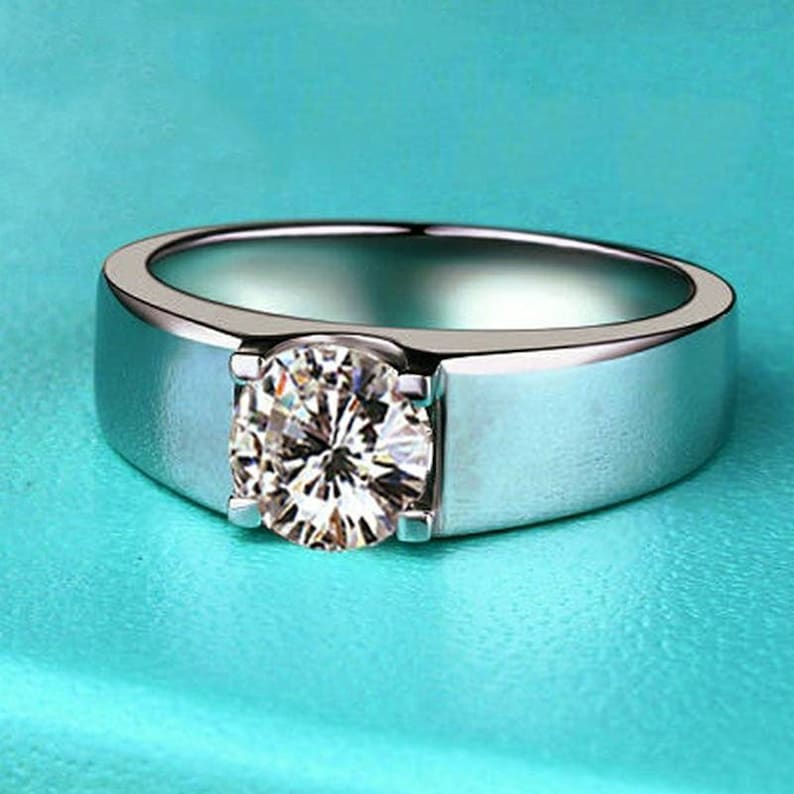 Ring for men Men's Band Moissanite ring Wedding band Etsy