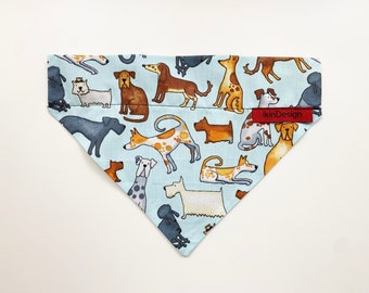 Dogs on blue Bandanna