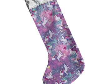 Purple Unicorn Christmas Stocking