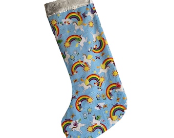 Blue Unicorn Christmas Stocking