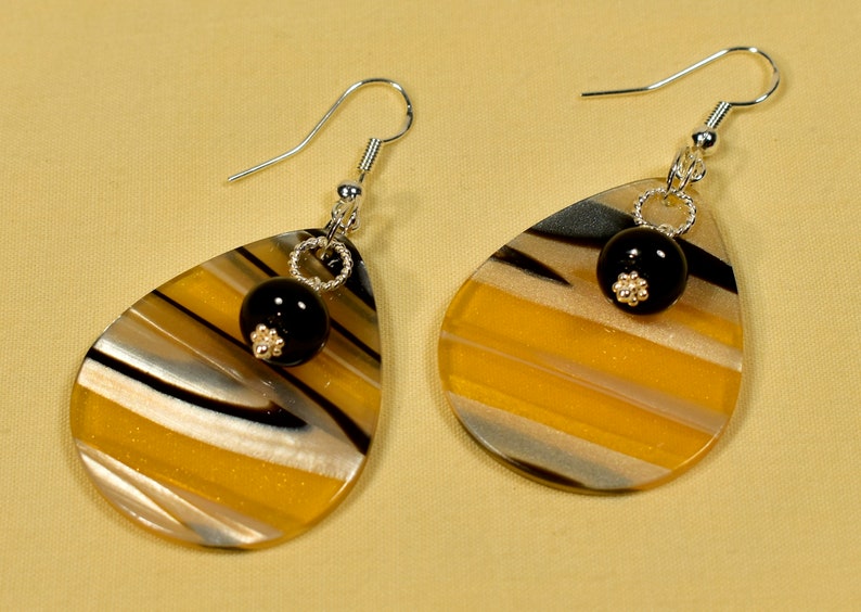 800031 \u2013 Earrings Onyx Acrylic /& 925 Sterling Silver