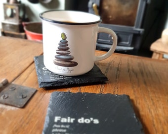 Fair Do's ~ Engraved Welsh Coaster~Welsh humour~Welsh language~Welsh Gifts~Slate~Personalised Gifts