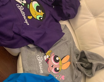 Blossom Powerpuff Girl Hoodie, Buttercup Powerpuff Girl Hoodie, Bubbles Powerpuff Girl Hoodie, Powerpuff girls Hoodie