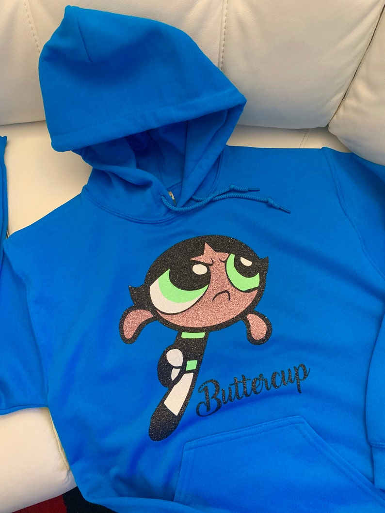 Buttercup Hoodie Powerpuff Girl Hoodie Glitter Powerpuff Etsy