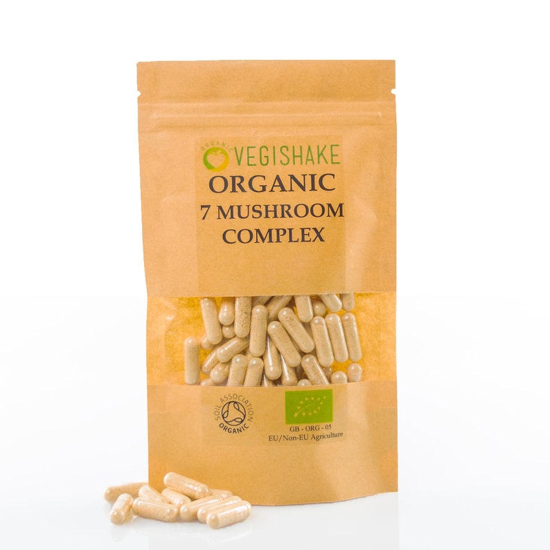 Organic 7 Mushroom Complex Vegan HPMC Capsules 600mg per Meal Etsy