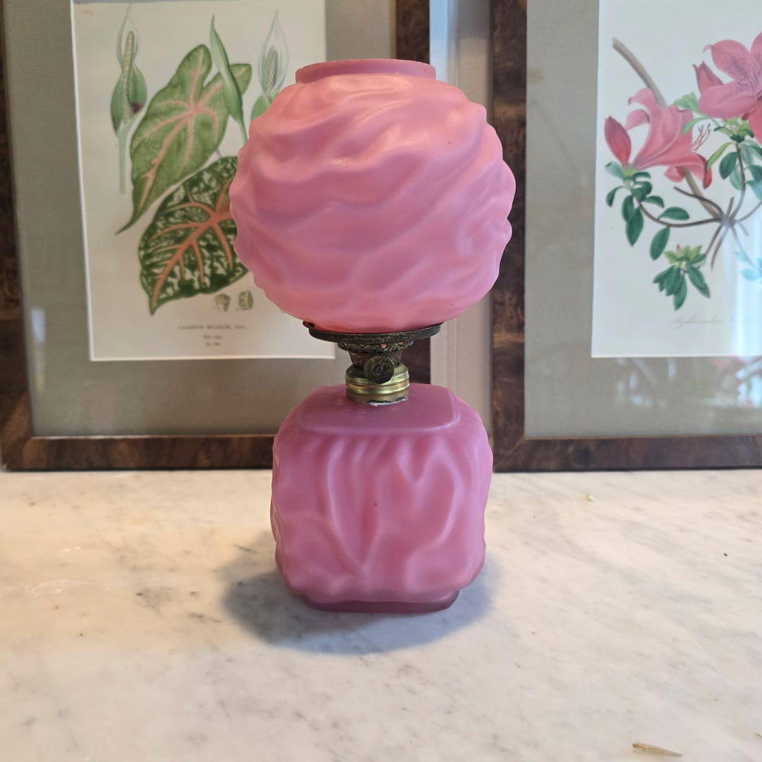 Antique Pink Satin Glass Miniature Oil Lamp - Etsy