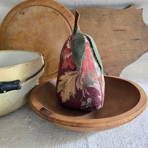 Handmade Primitive Pear, 1800s Fabric, Cottage Farmhouse Decor