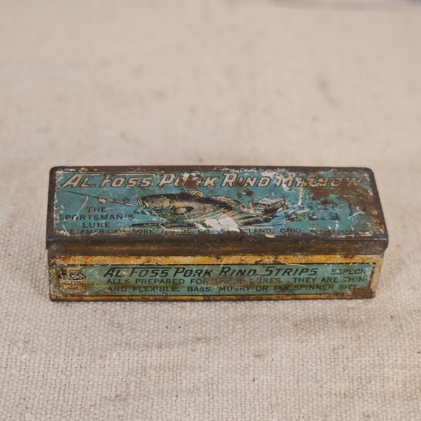 Vintage Tin, AL Foss Pork Rind Minnow Sportsman's Lure Box