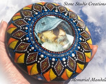 Customized memorial stone, hand painted, meditation stone, dot painting, remembrance