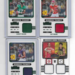 2023年パニーニ・コンテンダーズ・ルーキーパッチカード4枚セット（ギャレット・ウィルソン、スカイ・ムーア、カイル・ハミルトン）