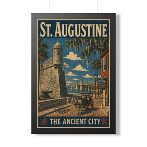 St. Augustine Florida Framed Poster | Historic City Wall Art | Coastal Travel Print | Florida Decor