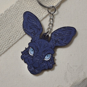 Midnight Hare Wood Charm, Keychain, Eco-Friendly