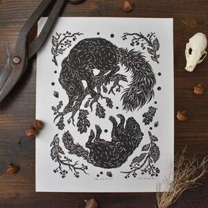 The Long Harvest Linocut Print, Block Print