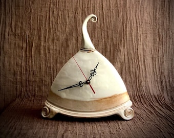 Handmade white clock. One of kind ceramic click.Wheel thrown ceramic clock.Home decor.Eco-friendly ceramic clock.Perfect housewarmings gift.