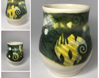 Pottery Wine/Tea Mug,  Ceramic cup, Handthrown Mug,Porcelain Mug,Unique Coffee/Tea Mug,Pottery Mug. Tableware.Kitchen Pottery