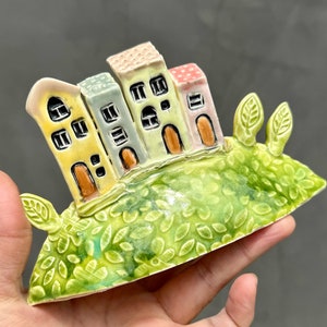 Charming ceramic Island Town Original handmade ceramic houses.. Family gift ,modern design house warming.#4