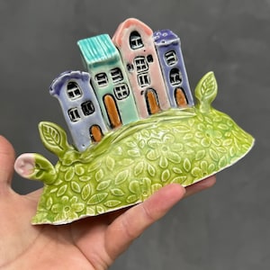 Charming ceramic Island Town Original handmade ceramic houses.. Family gift ,modern design house warming.#2