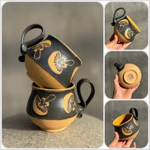 Handmade Mushroom coffee mug .Mushroom mug, Handmade mug .Pottery Mug. Wheel Thrown,Unique Mug.Eco-Friendly ceramic mug.