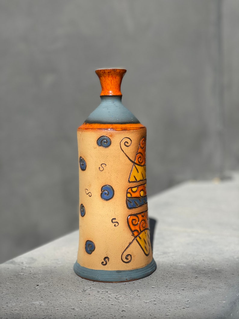 Handmade Ceramic Bottle.Ceramic vase.Ceramics and Pottery, Handmade and Hand Painted Ceramics, Art pottery image 3