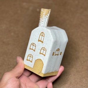 Handmade Ceramic House Incense Burner: Glazed Clay Decor