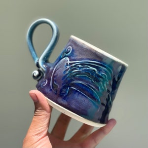 Handmade Jellyfish Coffee/Tea mug Jellyfish mug, Handmade mug .Pottery Mug. Wheel Thrown,Unique Mug.Eco-Friendly ceramic mug.5 image 2