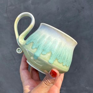 Wheel thrown ceramic dripping mug.Handmade Coffee/Tea mug.Eco-Friendly ceramic mug.Ceramic Mug .