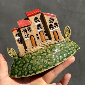 Handmade Ceramic Cottage: Miniature House Planter Decor