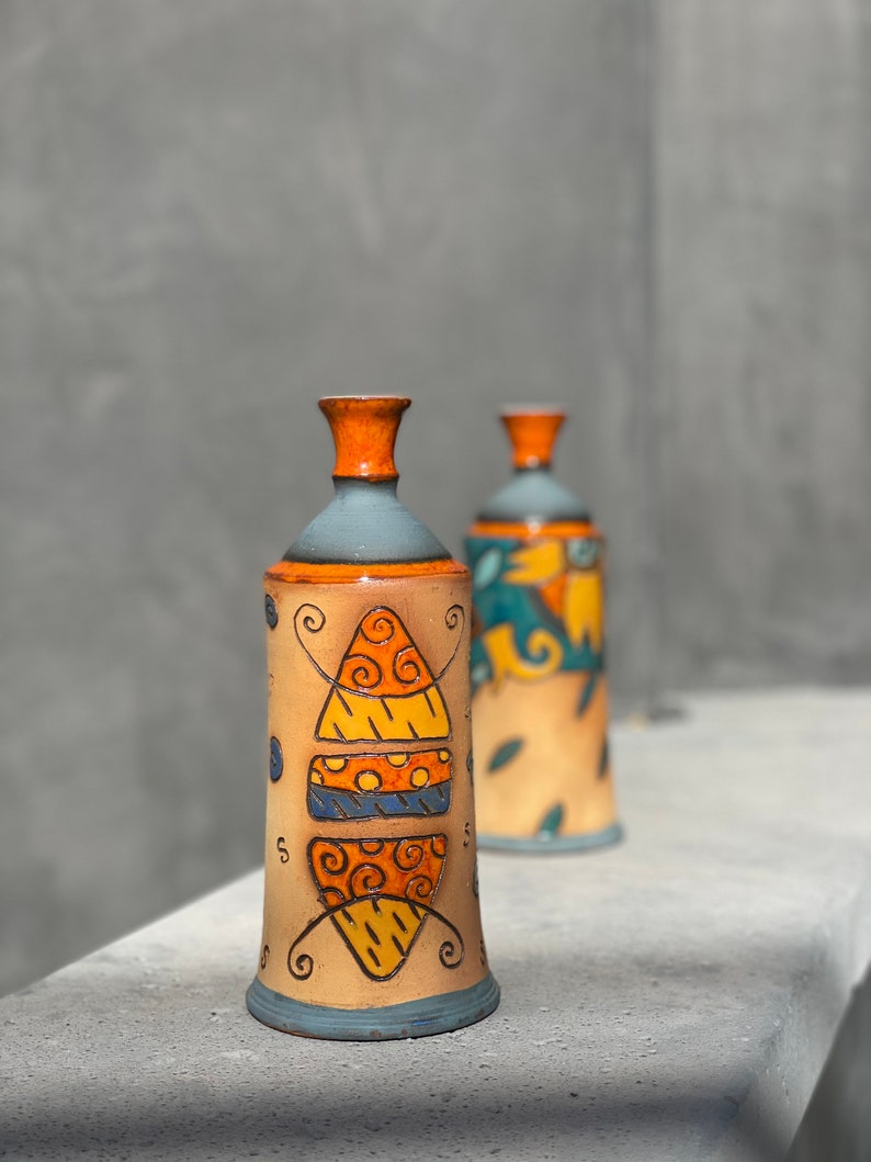 Handmade Ceramic Bottle.Ceramic vase.Ceramics and Pottery, Handmade and Hand Painted Ceramics, Art pottery image 7