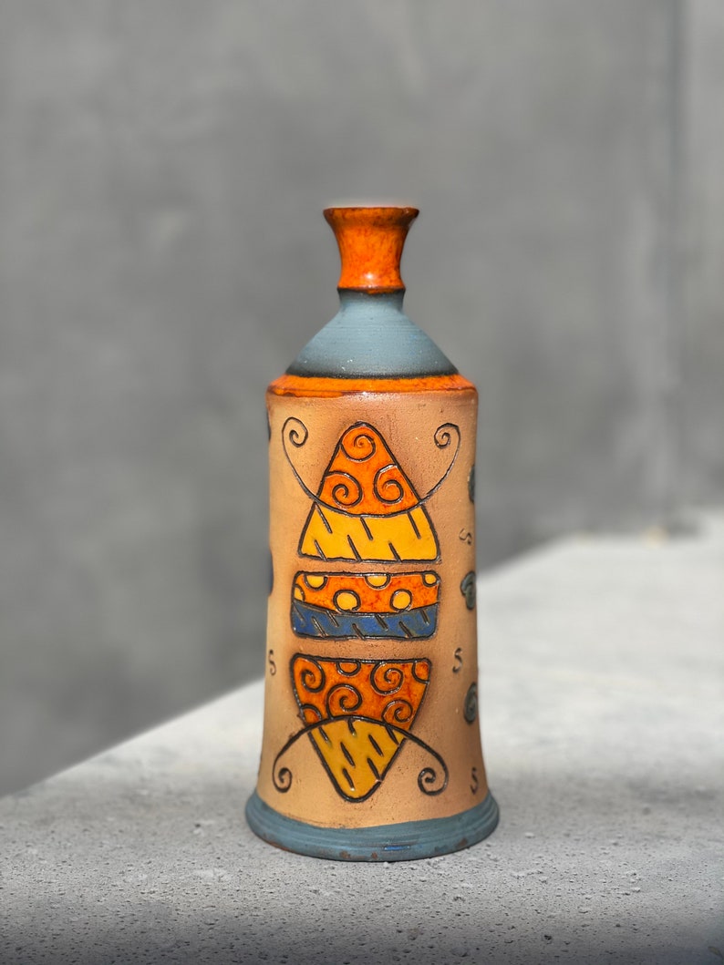 Handmade Ceramic Bottle.Ceramic vase.Ceramics and Pottery, Handmade and Hand Painted Ceramics, Art pottery image 2