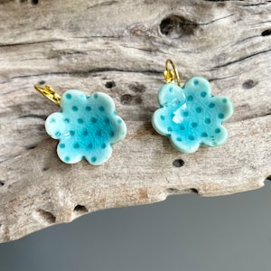 Blue Flowers porcelain earrings.Great Christmas Gift for her.Cluster earrings.